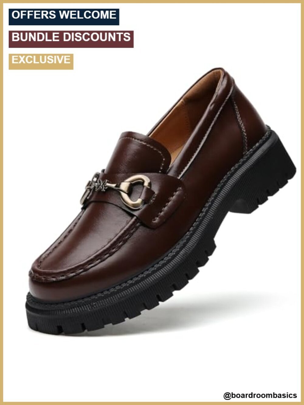 Leather Platform Chunky Penny Loafers Business Casual Office Slip-ons for Women